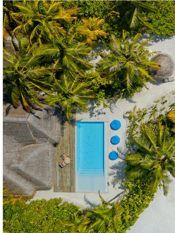 Two Bedroom Family Pool Villa Aerial View at Anantara Dhigu Maldives Resort